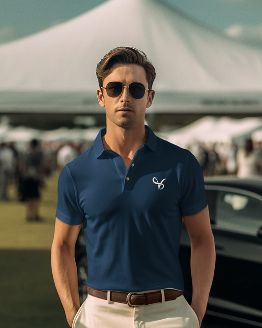 Vibeify Prestige Polo Luxe Edition | Navy Blue | Soft 100% combed cotton regular fit