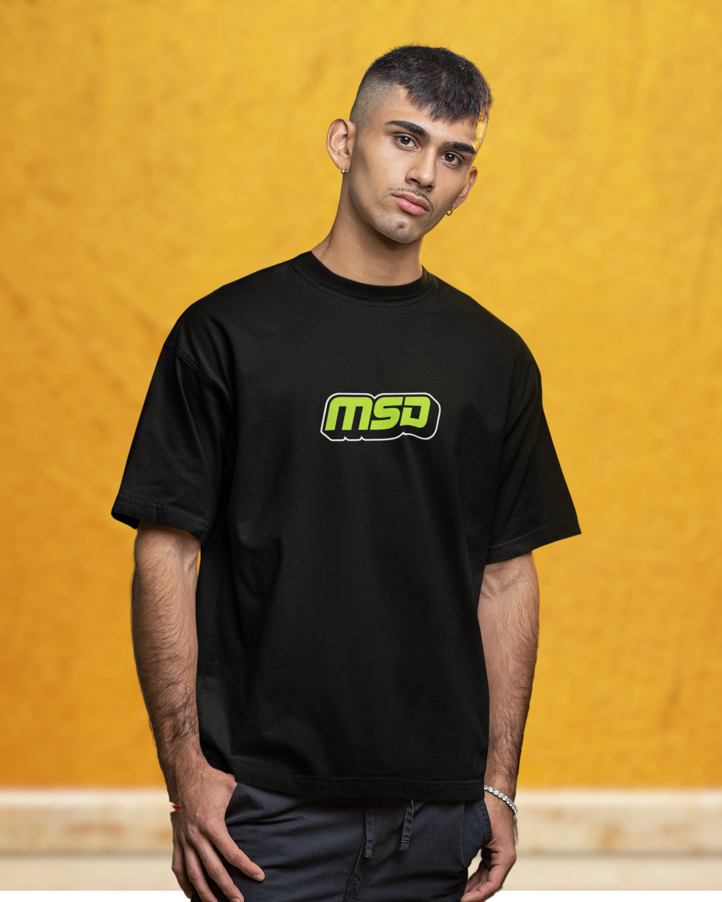 MSD Oversized Premium T-Shirt – Minimalist Dhoni Tribute Tee | Cricket Fan Wear