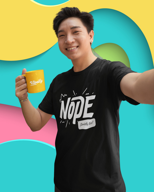 NOPE Graphic | Vibeify Regular Fit Men's T-Shirt - Comfortable 100% Cotton Essential Tee