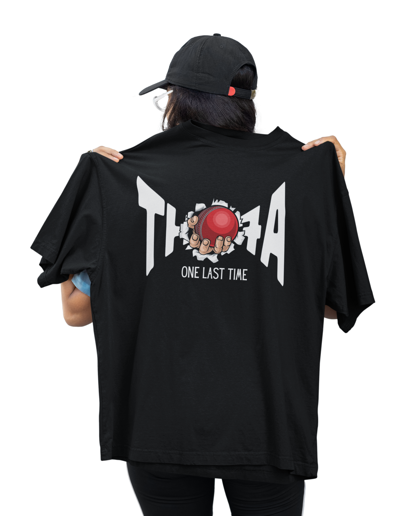 Thala Dhoni "One Last Time" Oversized Premium Unisex T-Shirt – Black