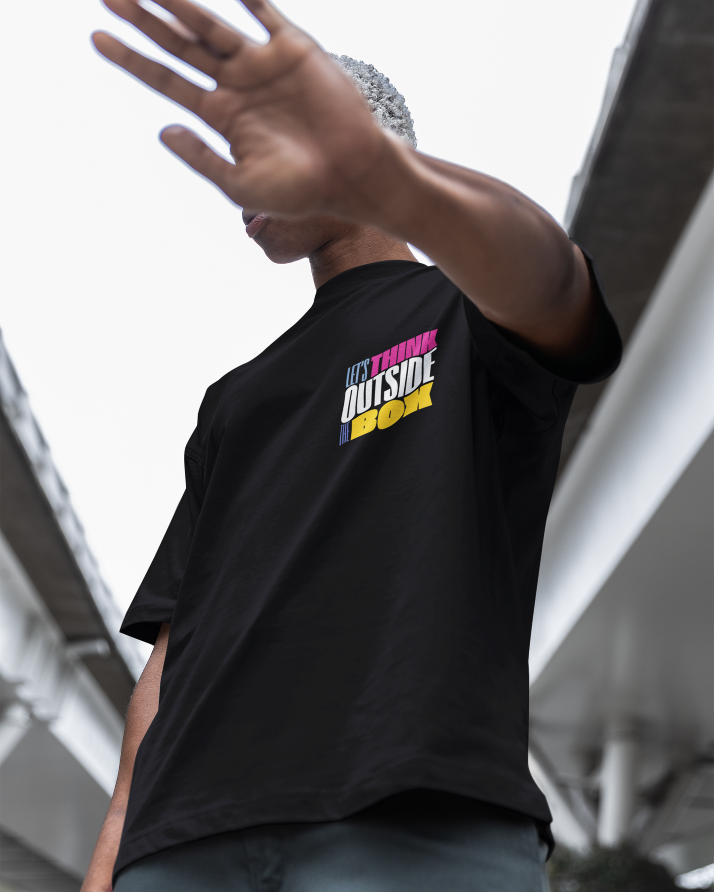 Think Outside the Box | Vibeify Premium Unisex Oversized Black T-Shirt