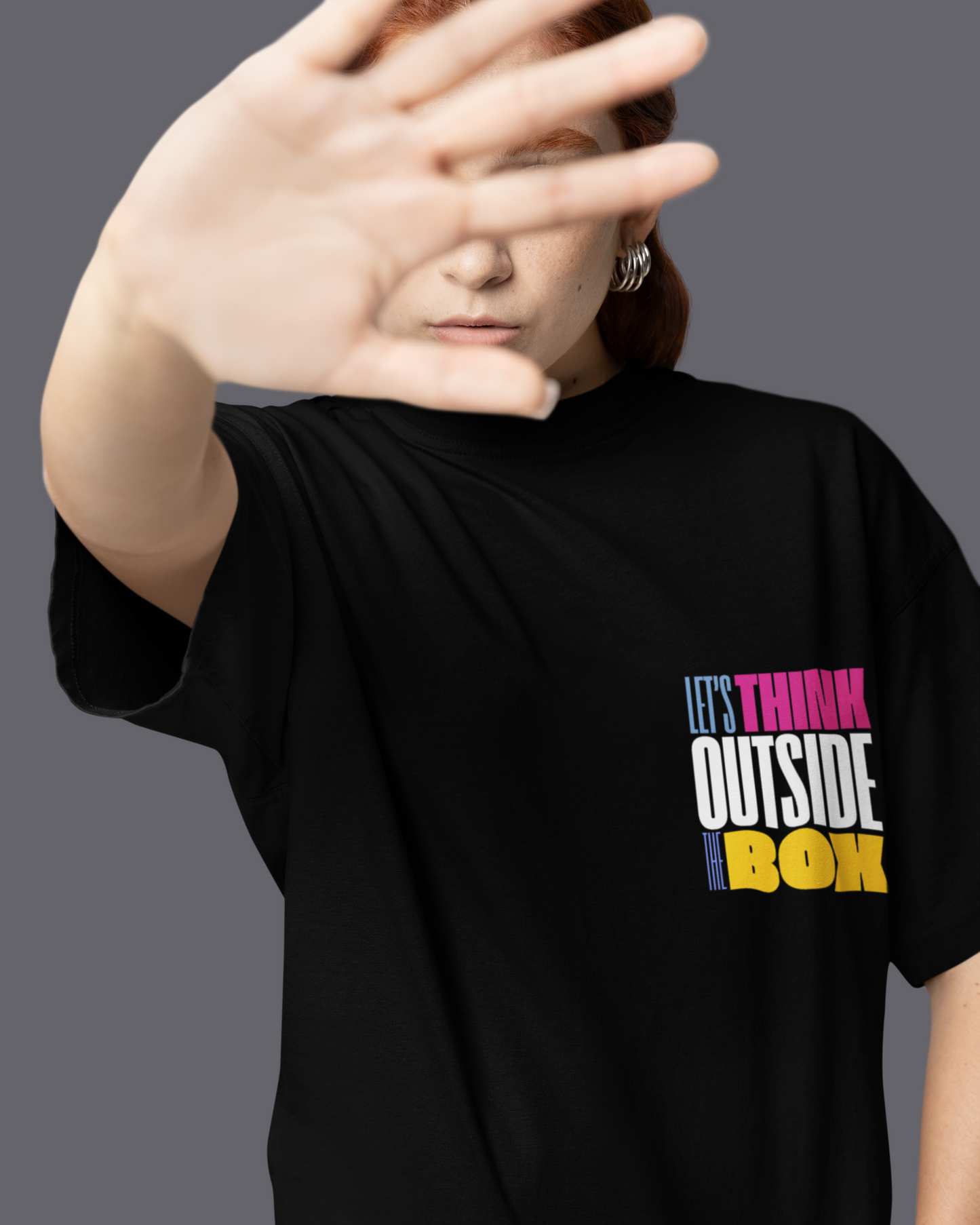 Think Outside the Box | Vibeify Premium Unisex Oversized Black T-Shirt