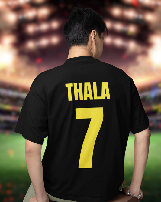 Thala Dhoni 7 Oversized Premium unisex T-Shirt – Black