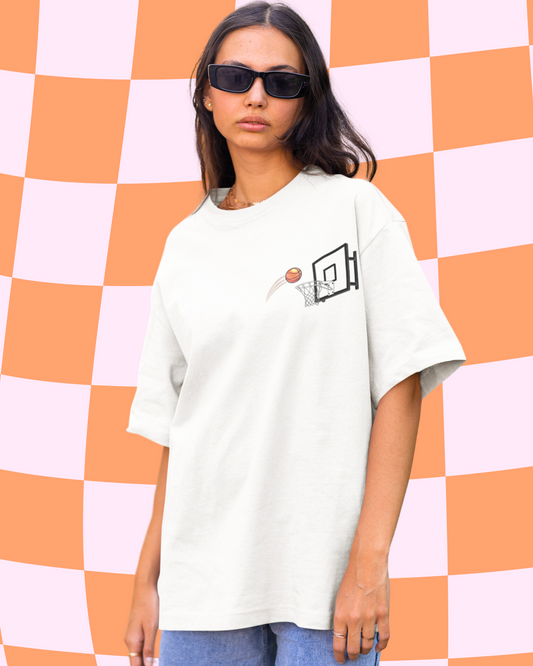 Hoop Shot | Vibeify Basketball Oversized T-Shirt - 100% Premium Cotton Relaxed Fit
