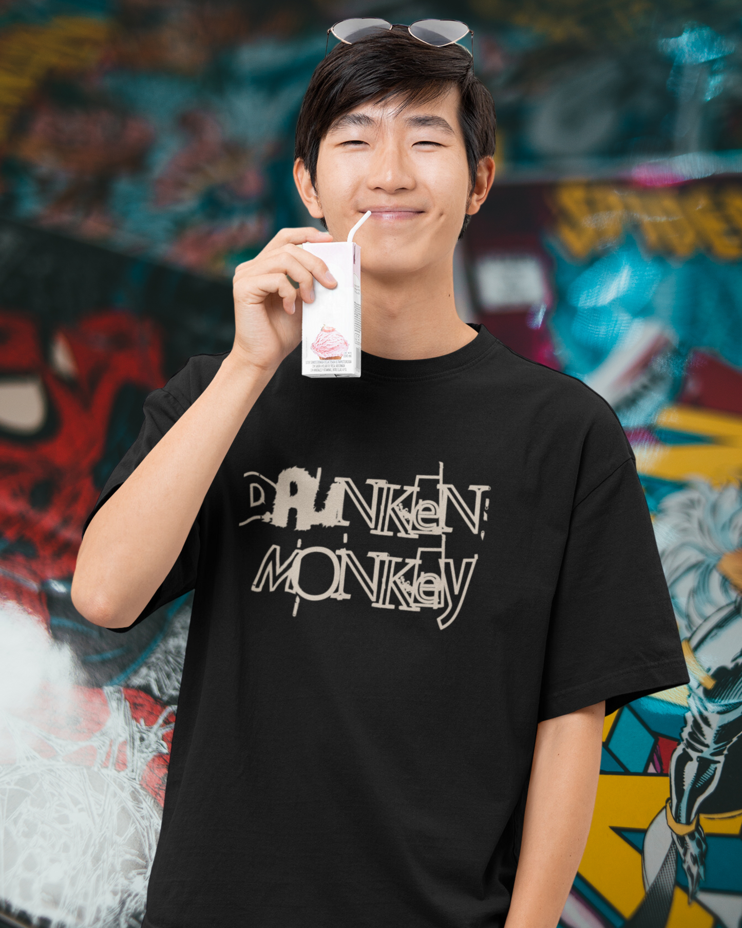 Drunken Monkey | Vibeify Unisex Oversized T-Shirt - Soft 100% Cotton Relaxed Fit Tee