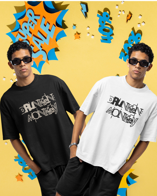 Drunken Monkey | Vibeify Unisex Oversized T-Shirt - Soft 100% Cotton Relaxed Fit Tee