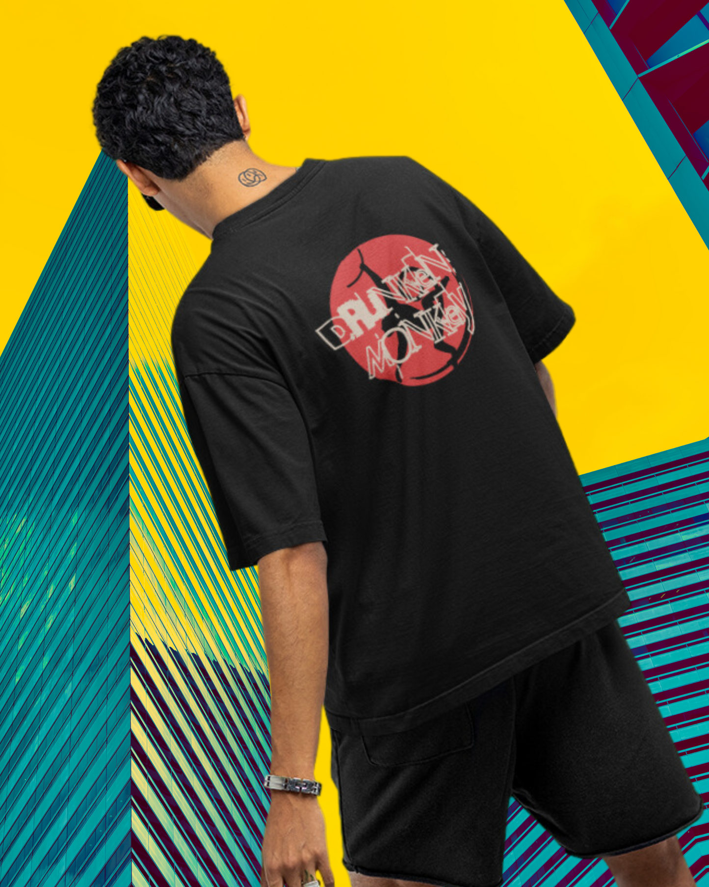 Drunken Monkey | Vibeify Unisex Oversized T-Shirt - Soft 100% Cotton Relaxed Fit Tee