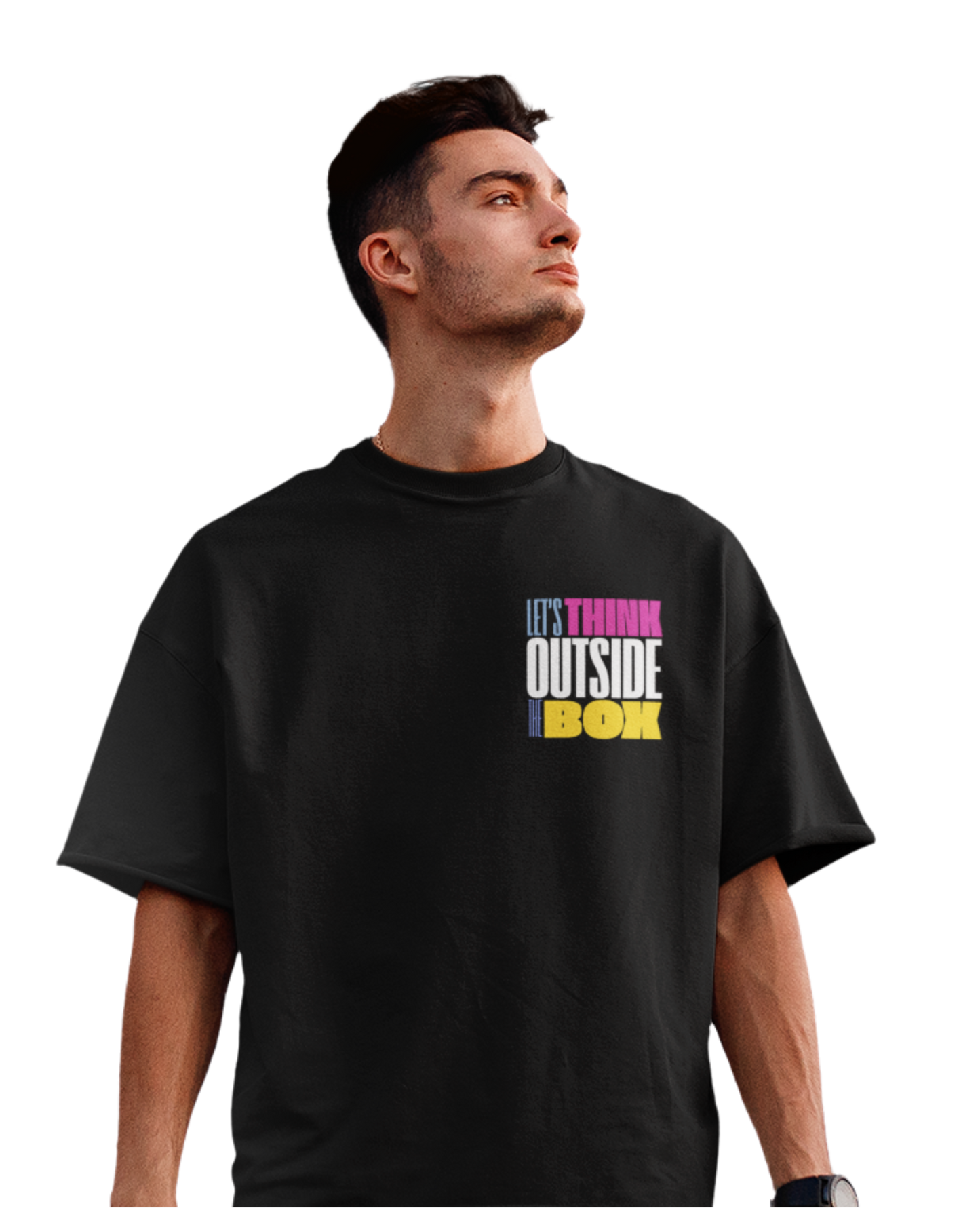 Think Outside the Box | Vibeify Premium Unisex Oversized Black T-Shirt