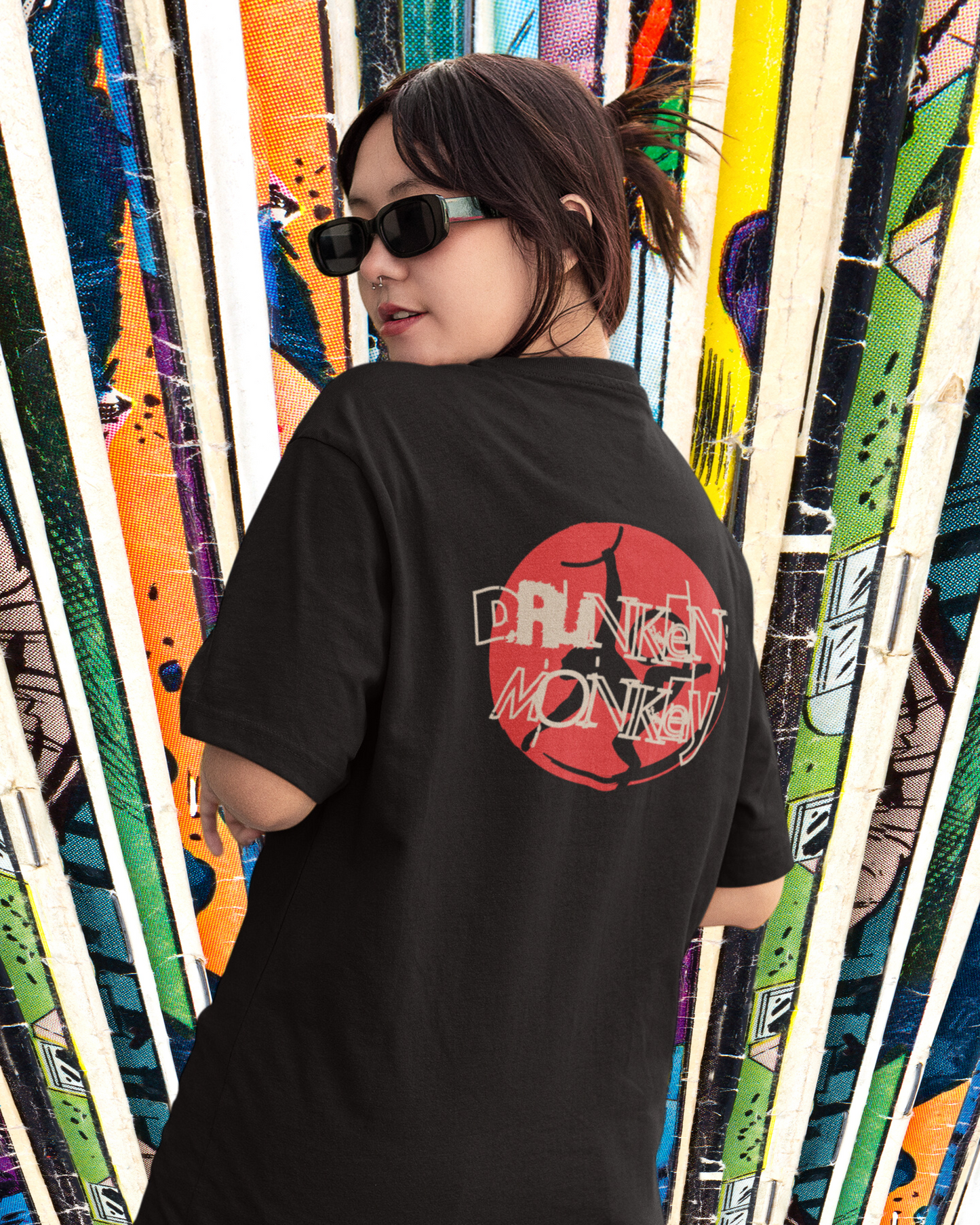 Drunken Monkey | Vibeify Unisex Oversized T-Shirt - Soft 100% Cotton Relaxed Fit Tee