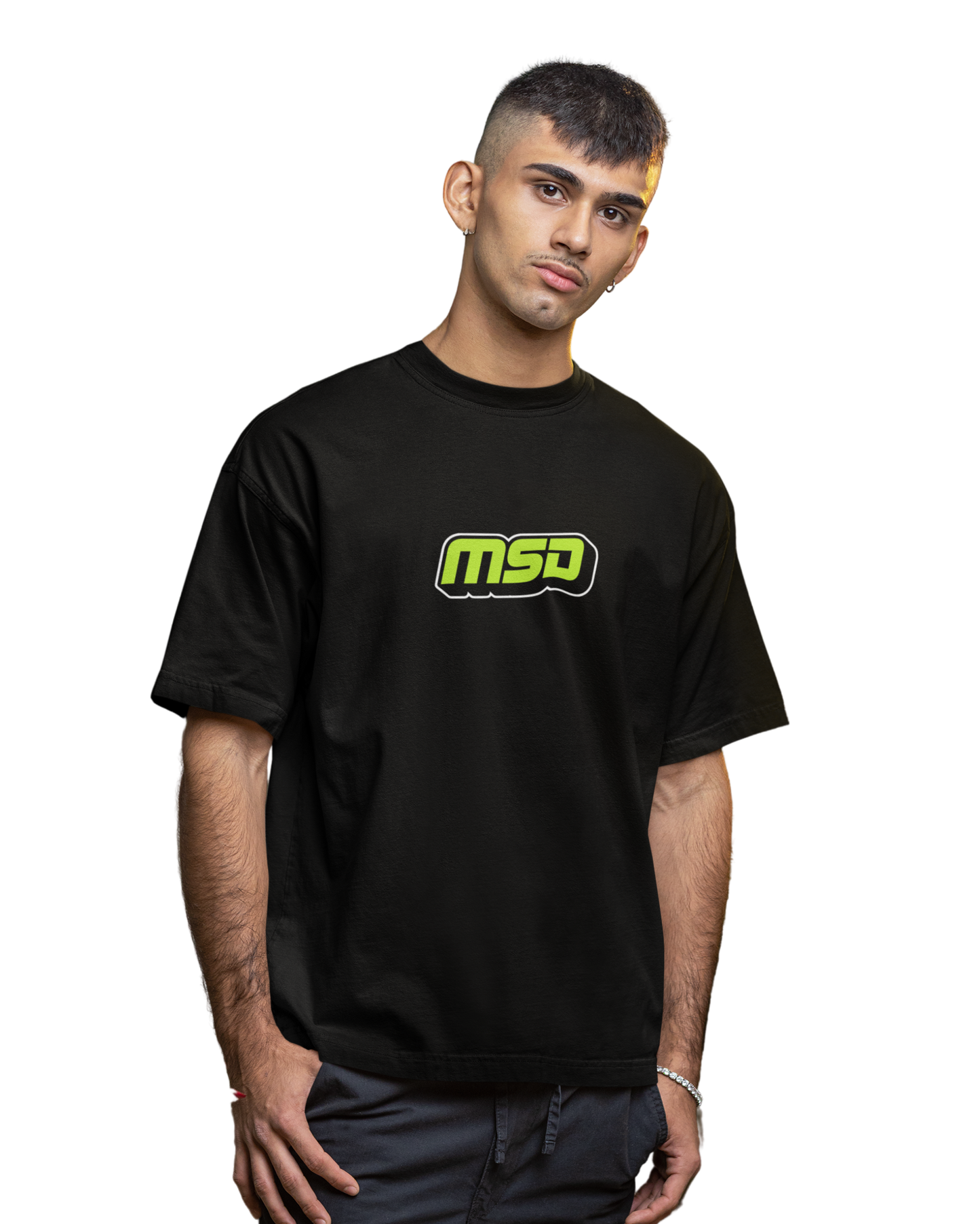 MSD Oversized Premium T-Shirt – Minimalist Dhoni Tribute Tee | Cricket Fan Wear