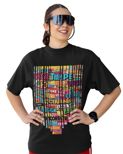 Gibberish Texts  | Vibeify Premium Oversized T-Shirt | Colourful Messages