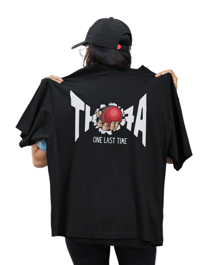 Thala Dhoni "One Last Time" Oversized Premium Unisex T-Shirt – Black