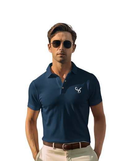 Vibeify Prestige Polo Luxe Edition | Navy Blue | Soft 100% combed cotton regular fit