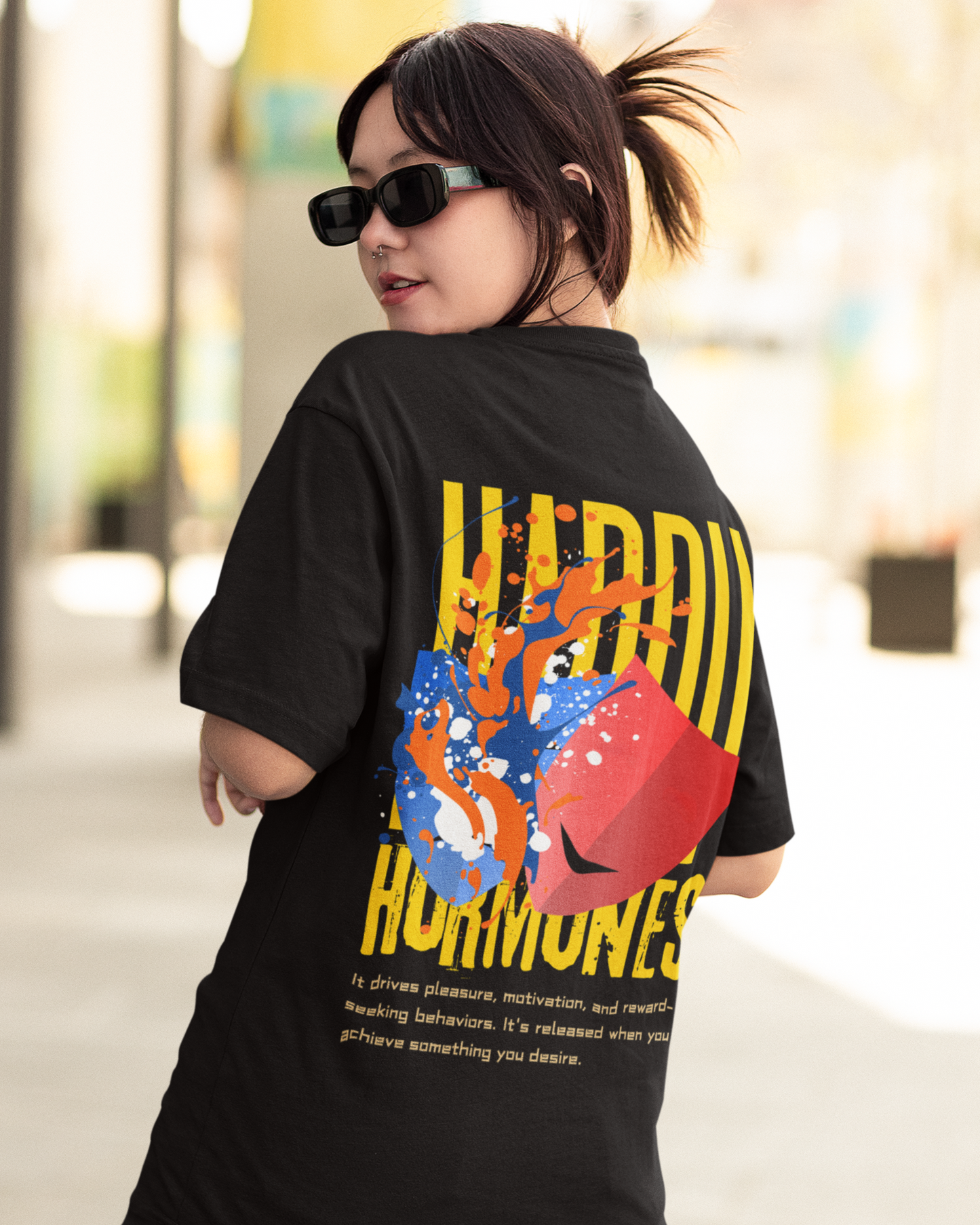 Happy Hormones | Vibeify Unisex Oversized T-Shirt - Soft 100% Cotton Relaxed Fit Tee