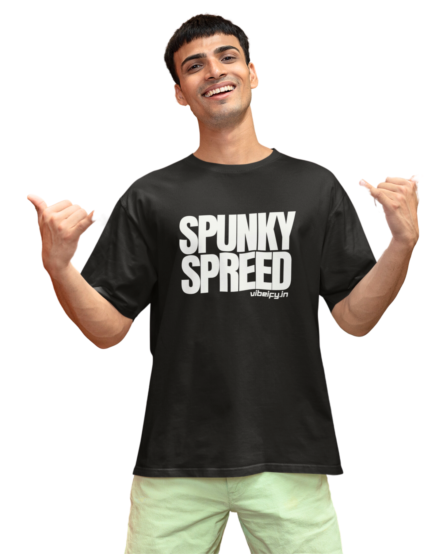 SPUNKY SPREED | Vibeify Unisex Oversized T-Shirt - Vibrant 100% Cotton Relaxed Fit Tee