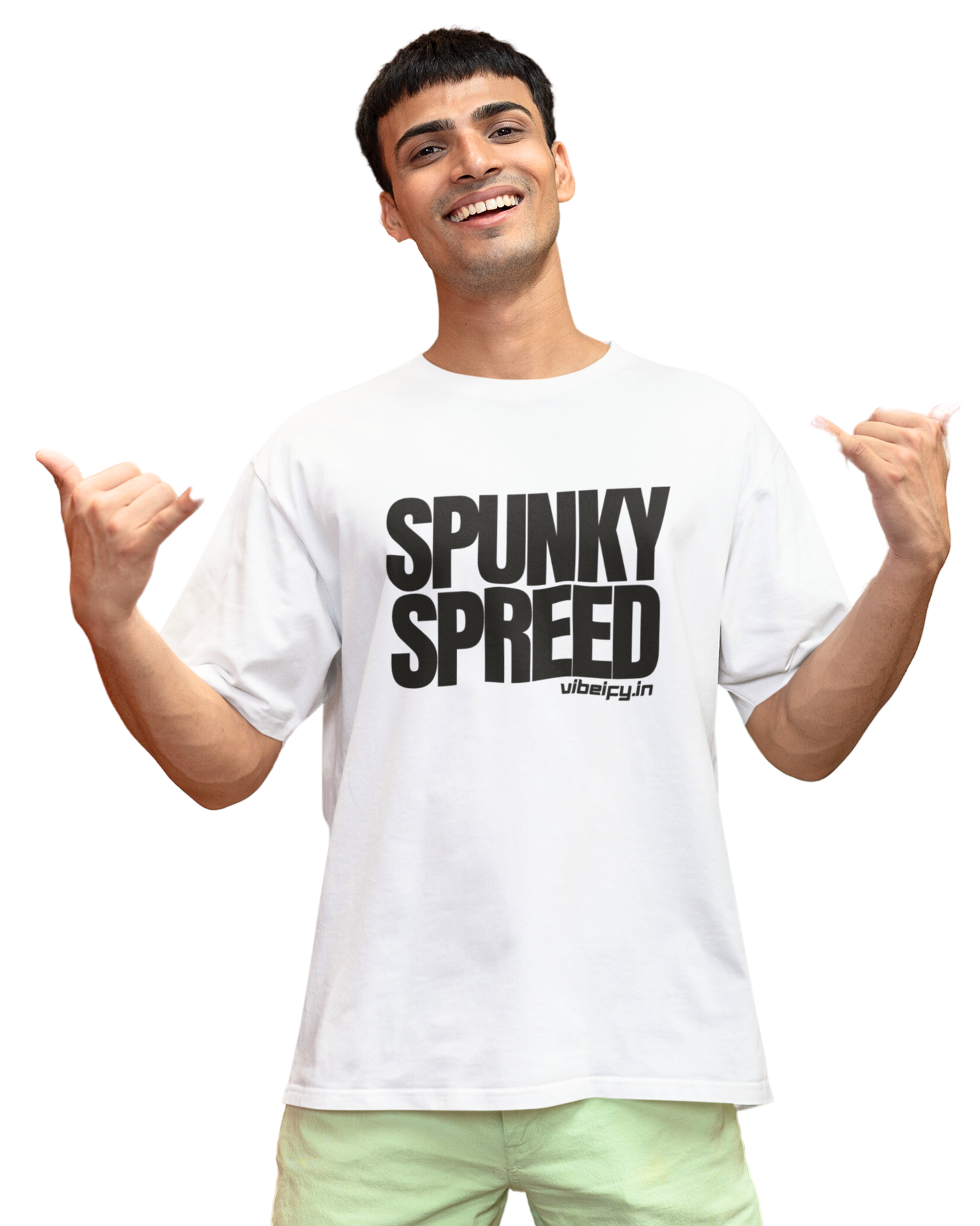 SPUNKY SPREED | Vibeify Unisex Oversized T-Shirt - Vibrant 100% Cotton Relaxed Fit Tee